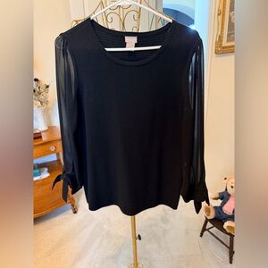 Chico's Elegant Black sweater with Sheer Sleeves